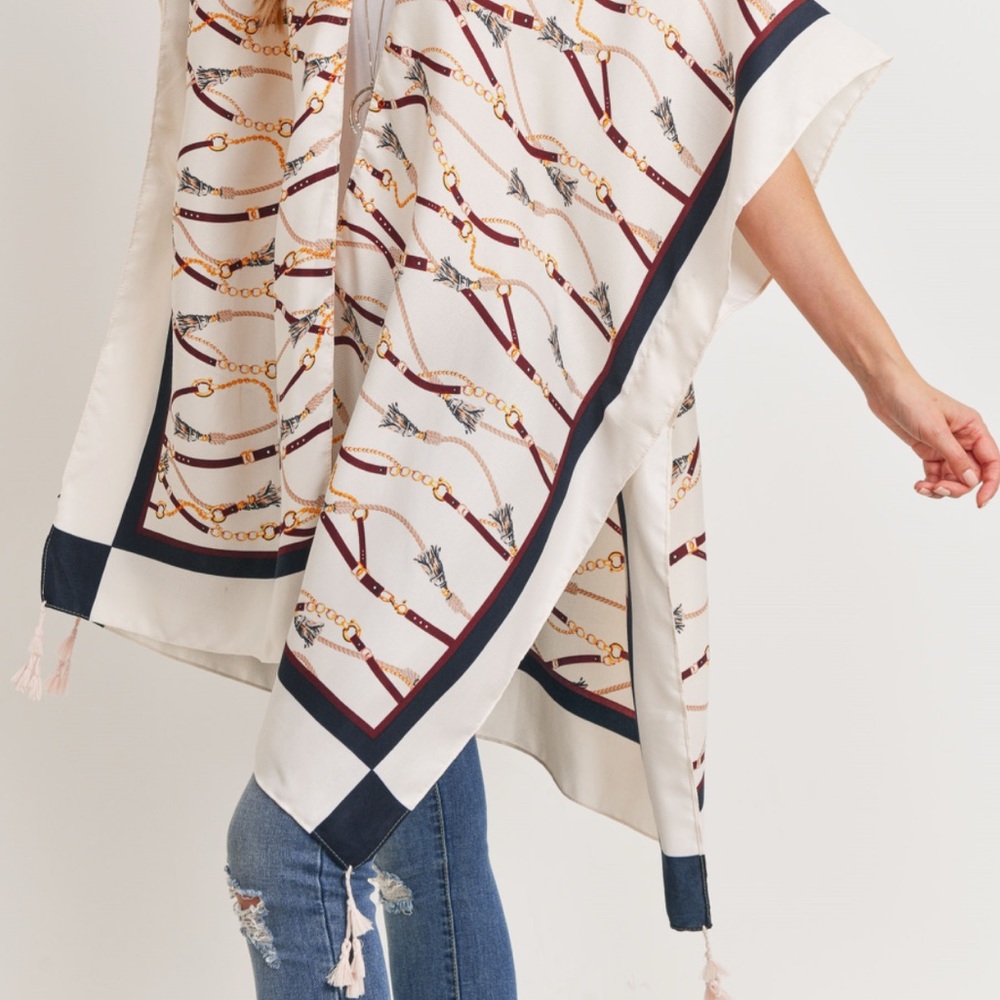 Women's New Chain Links Open Front Kimono - Picture 3 of 8